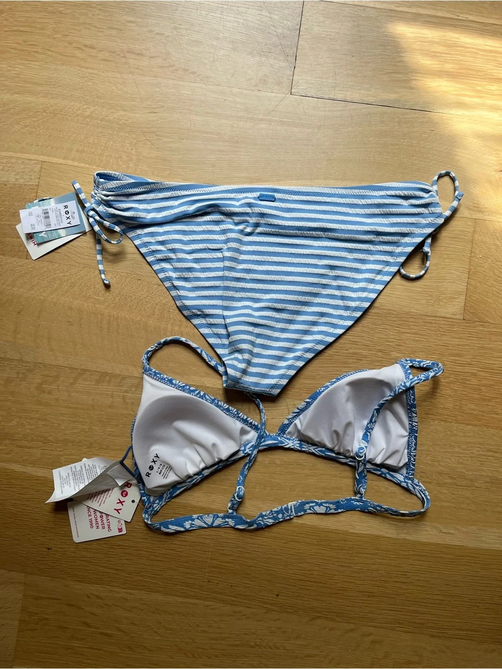 Roxy Light Blue Floral Triangle Bikini Set